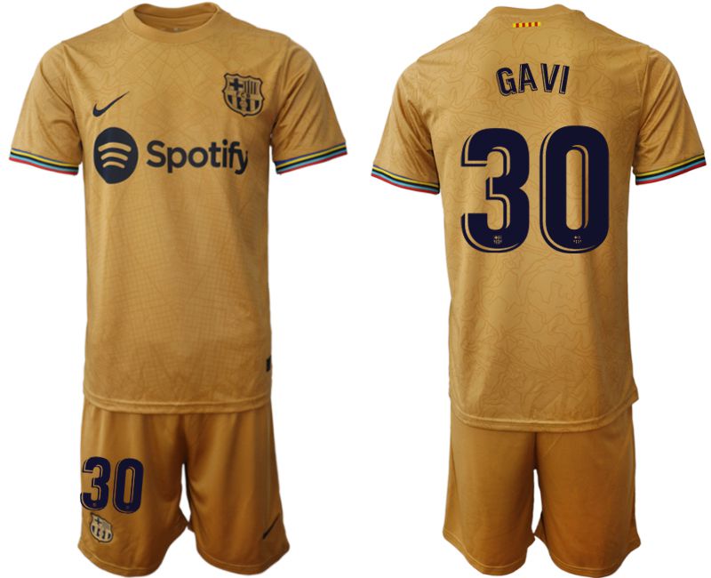 Men 2022-2023 Club Barcelona away yellow #30 Soccer Jersey
